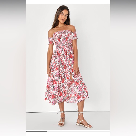 View from the Meadow Cream Floral Print Off-the-Shoulder Dress - Picture 2 of 11